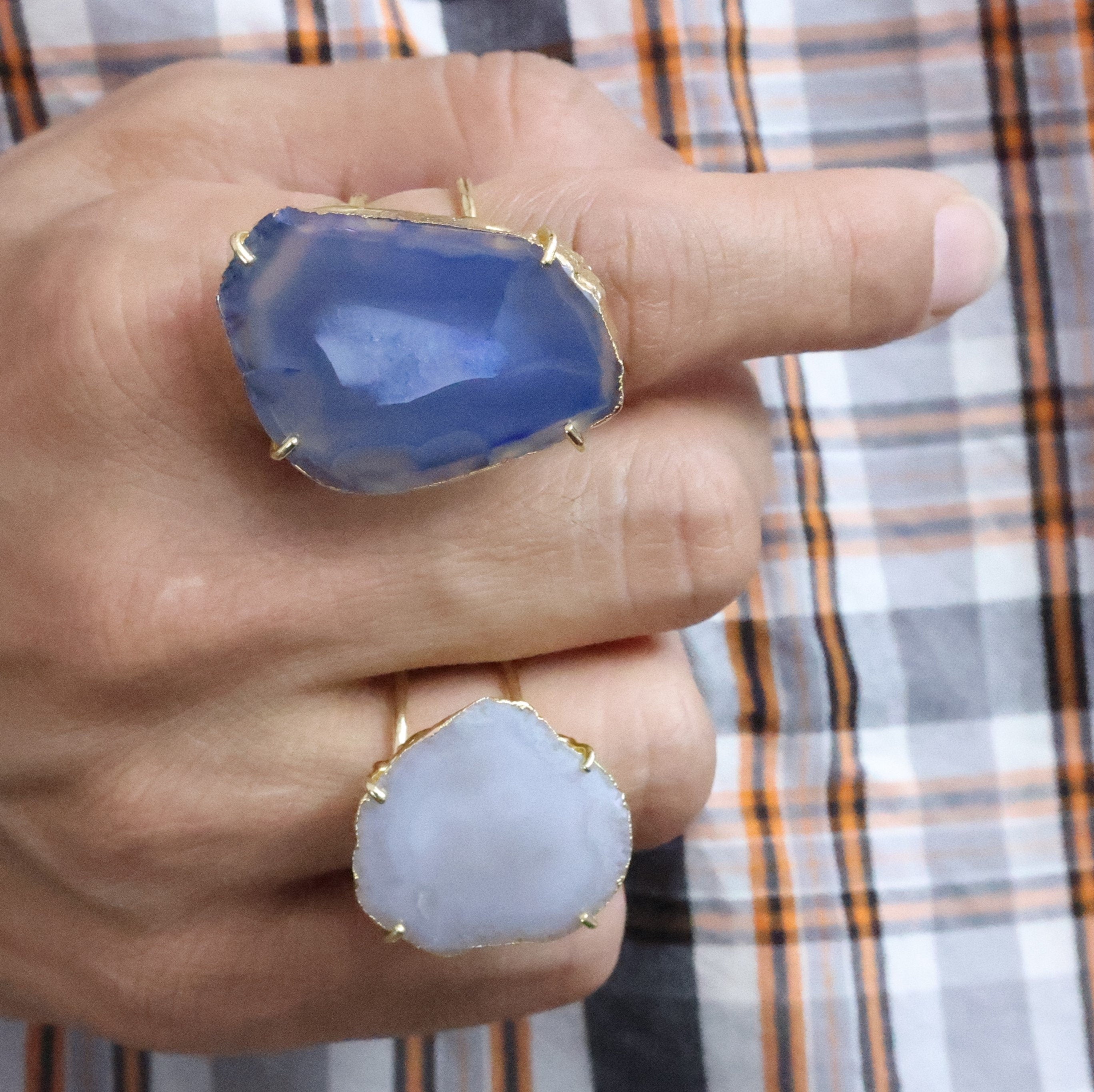 Natural Agate Slice Rings - Meena Design