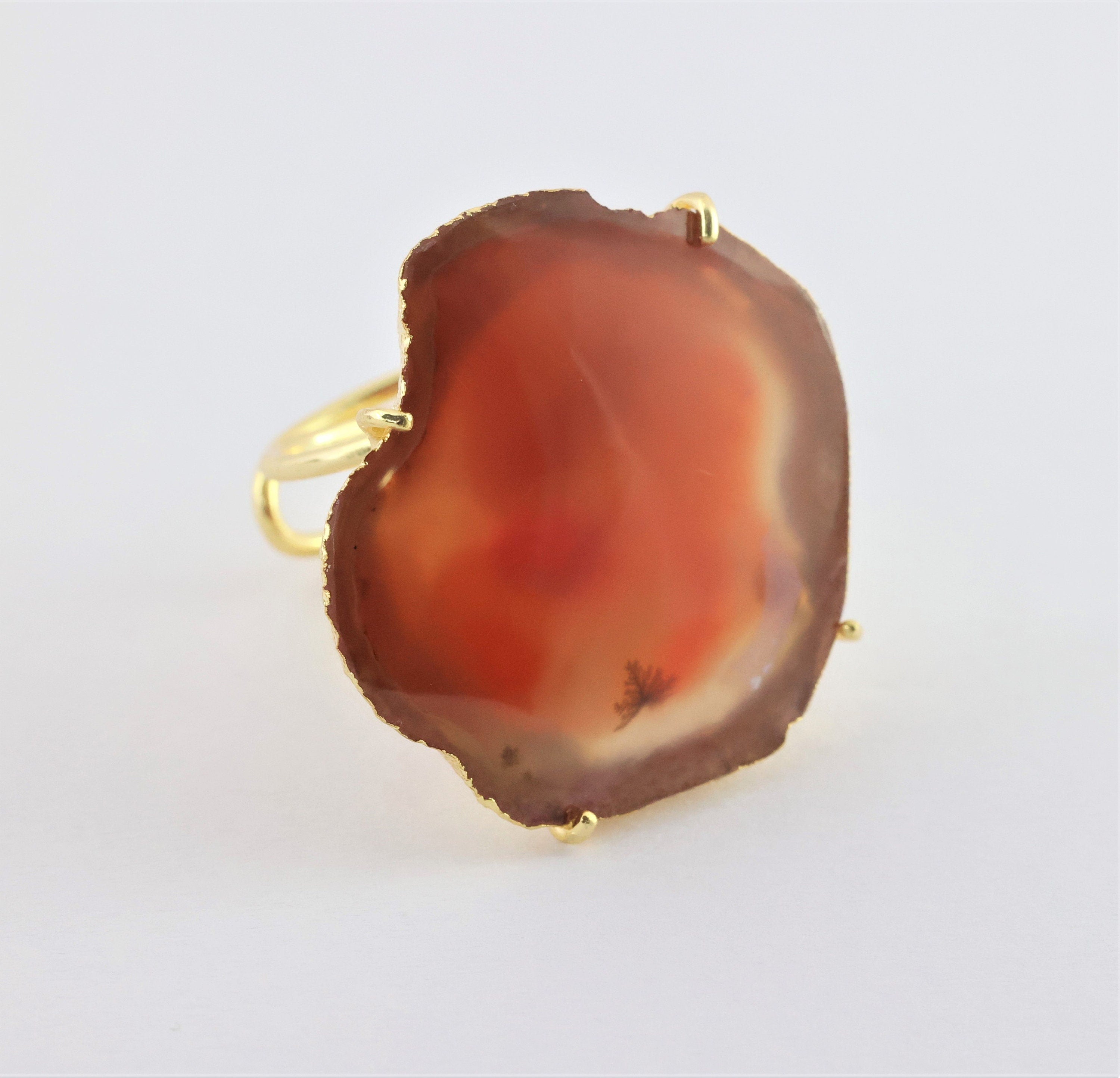 Natural Agate Slice Rings - Meena Design