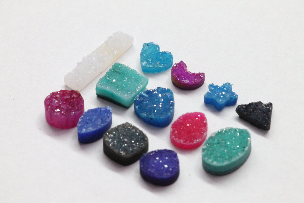 natural druzy gemstone 6 mm round white cabochon - Meena Design