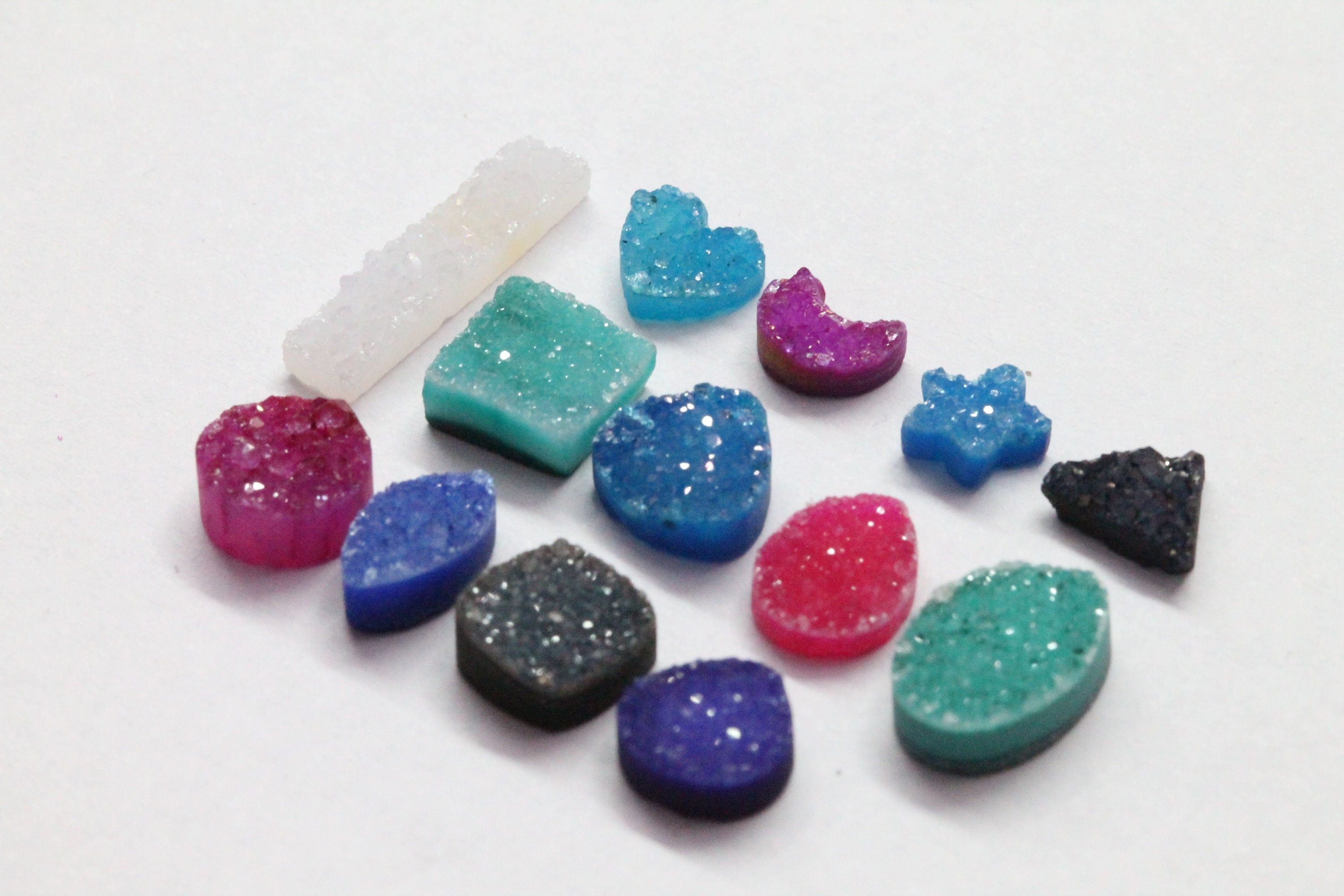 natural druzy gemstone 6 mm round white cabochon - Meena Design