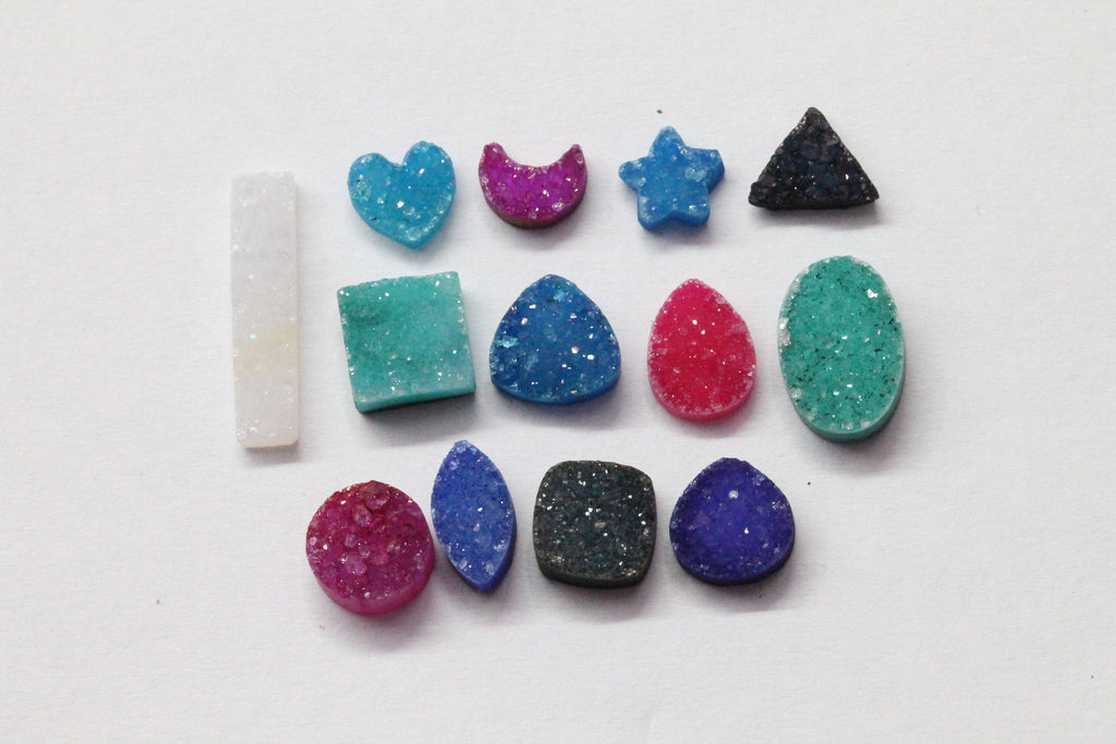 natural druzy gemstone 6 mm round white cabochon - Meena Design