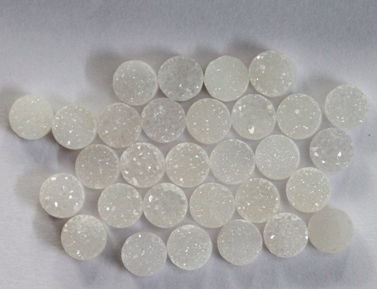 natural druzy gemstone 6 mm round white cabochon - Meena Design