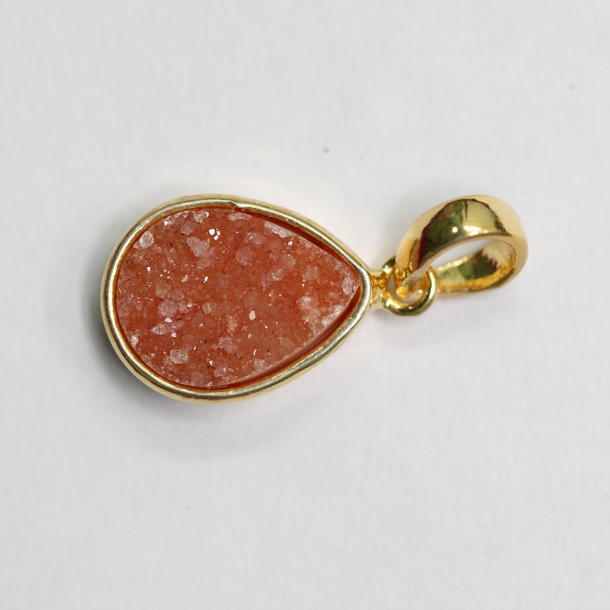 Natural Druzy Pendant, 10 * 14 mm, gold pendant, Druzy, Gemstone Pendant, Druzy Collet Pendant - Meena Design
