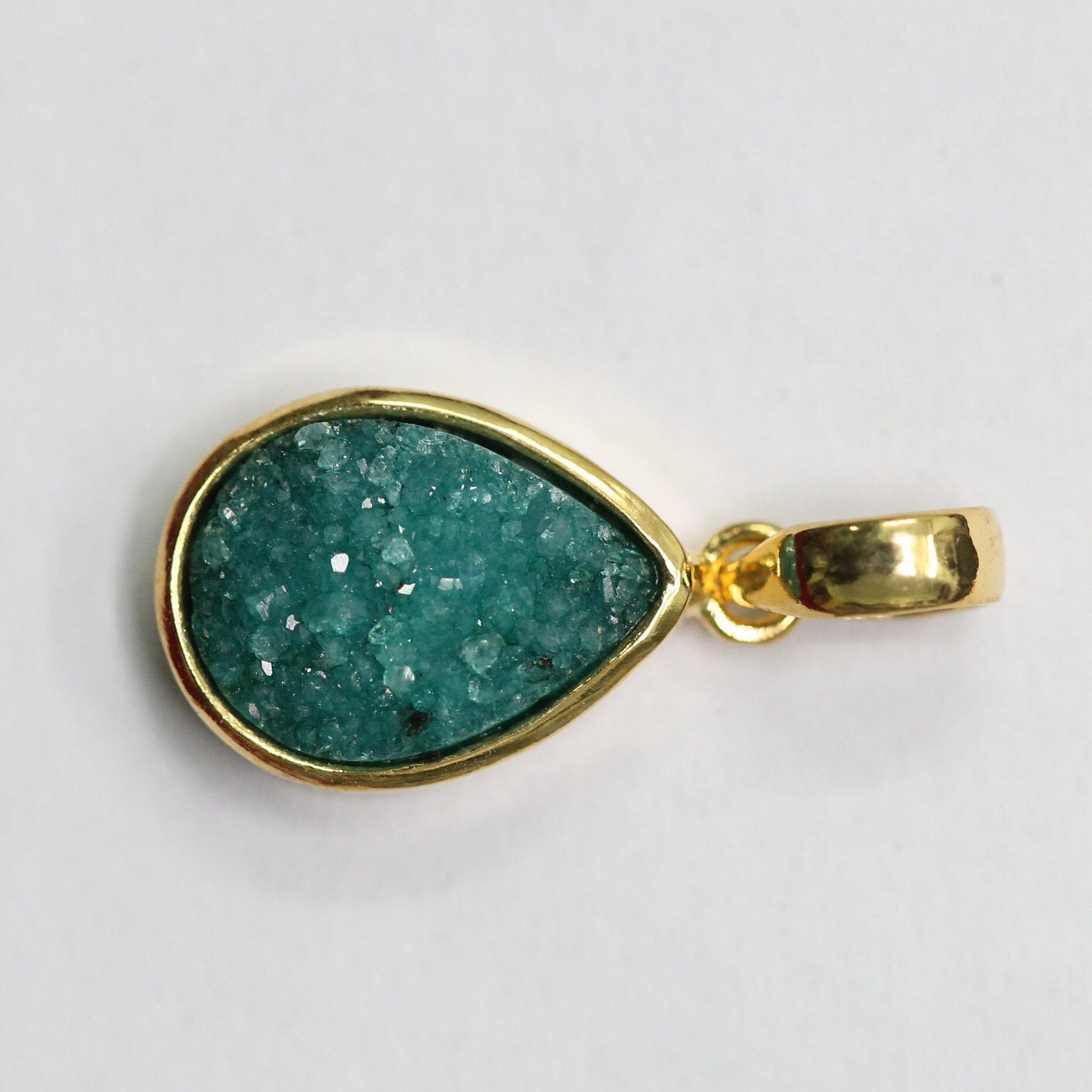 Natural Druzy Pendant, 10 * 14 mm, gold pendant, Druzy, Gemstone Pendant, Druzy Collet Pendant - Meena Design