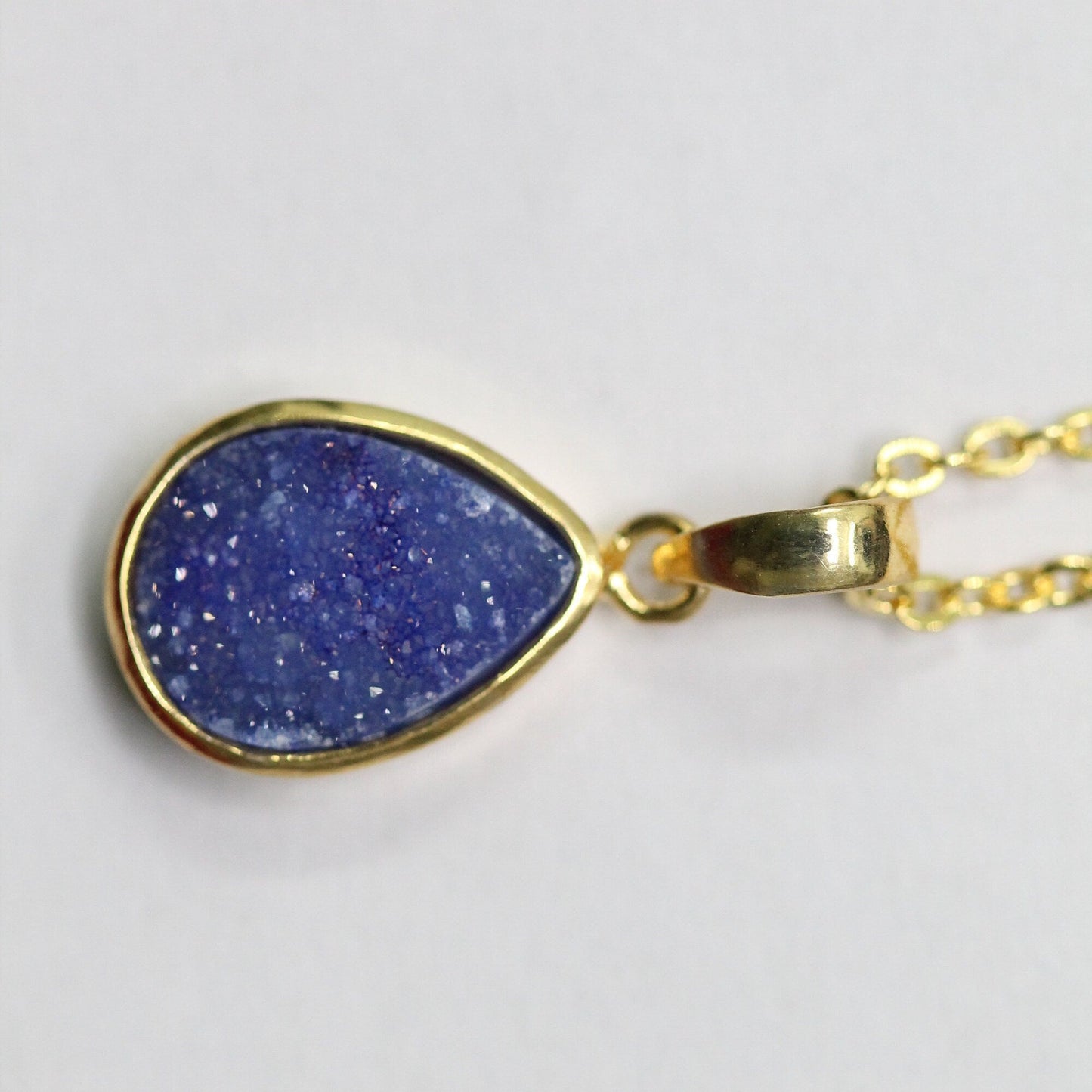 Natural Druzy Pendant, 10 * 14 mm, gold pendant, Druzy, Gemstone Pendant, Druzy Collet Pendant - Meena Design