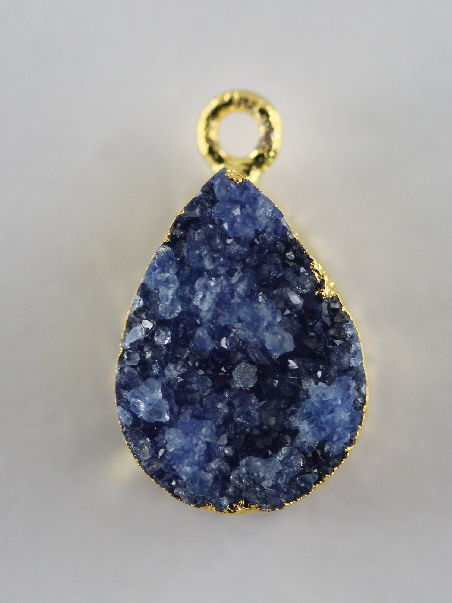 Natural Gemstone Druzy Pear For Earring, DIY Jewelry, Gold Silver Single Bail , Supplies For Jewelry Making 10 *14 MM - Meena Design