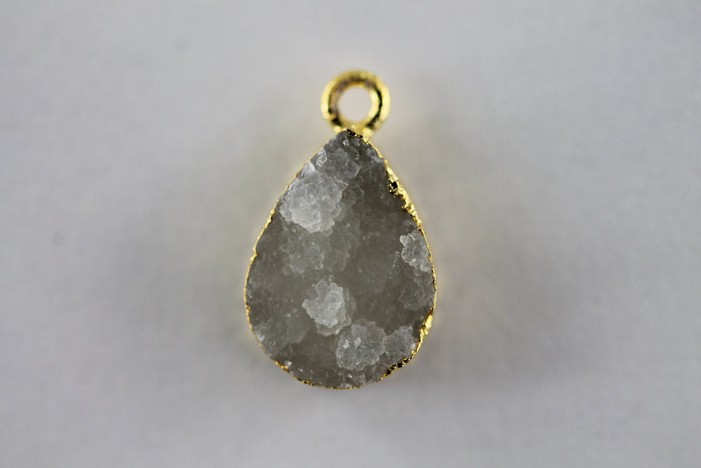 Natural Gemstone Druzy Pear For Earring, DIY Jewelry, Gold Silver Single Bail , Supplies For Jewelry Making 10 *14 MM - Meena Design