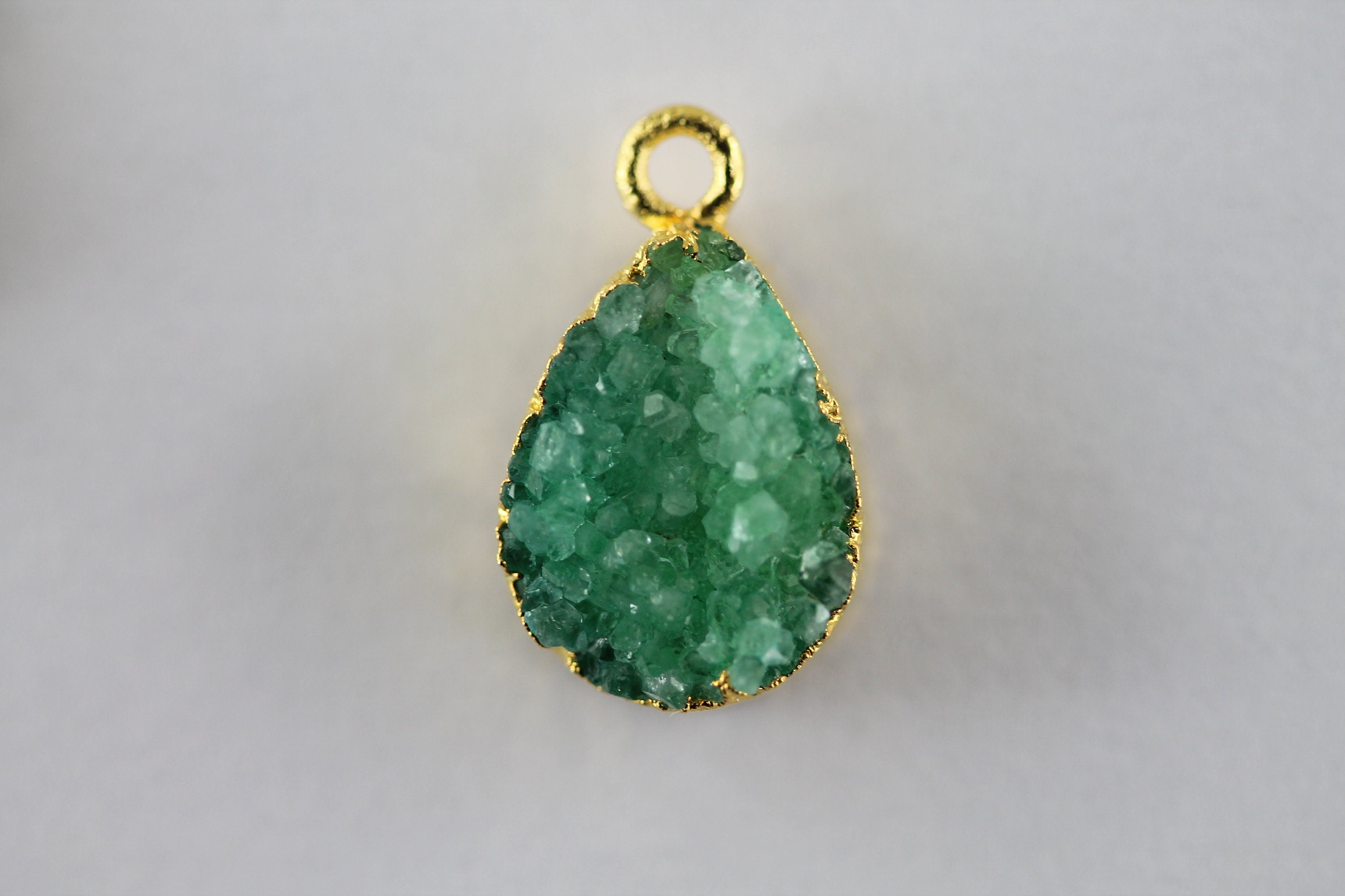 Natural Gemstone Druzy Pear For Earring, DIY Jewelry, Gold Silver Single Bail , Supplies For Jewelry Making 10 *14 MM - Meena Design