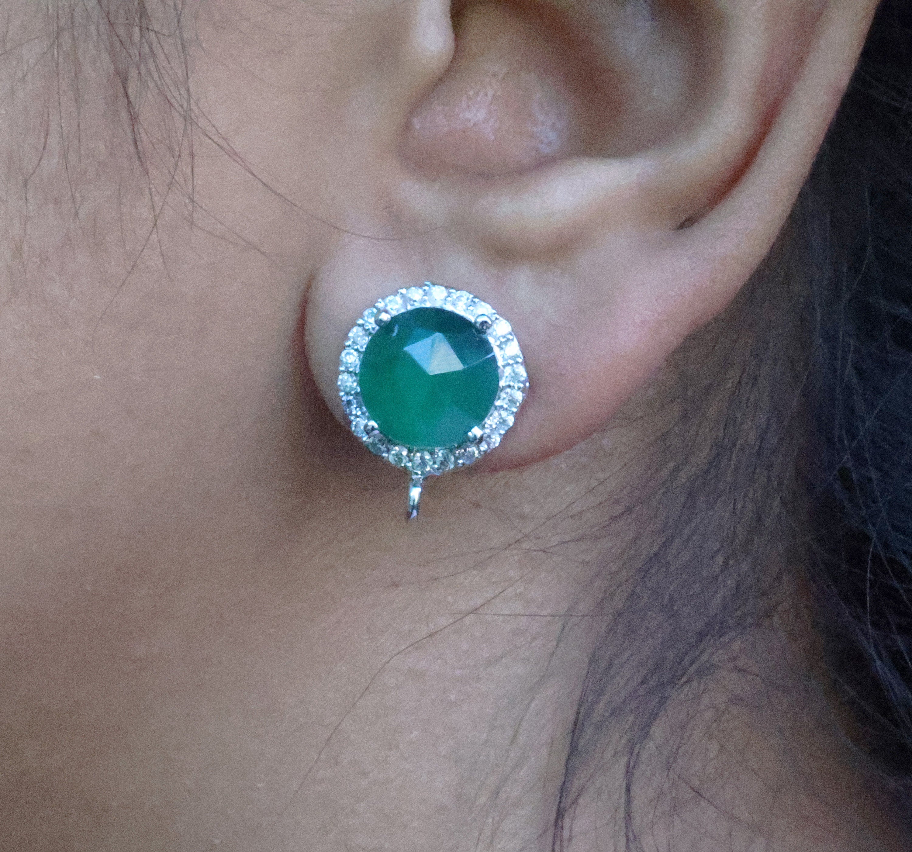 Natural Gemstone Studs Micro Pave - Meena Design