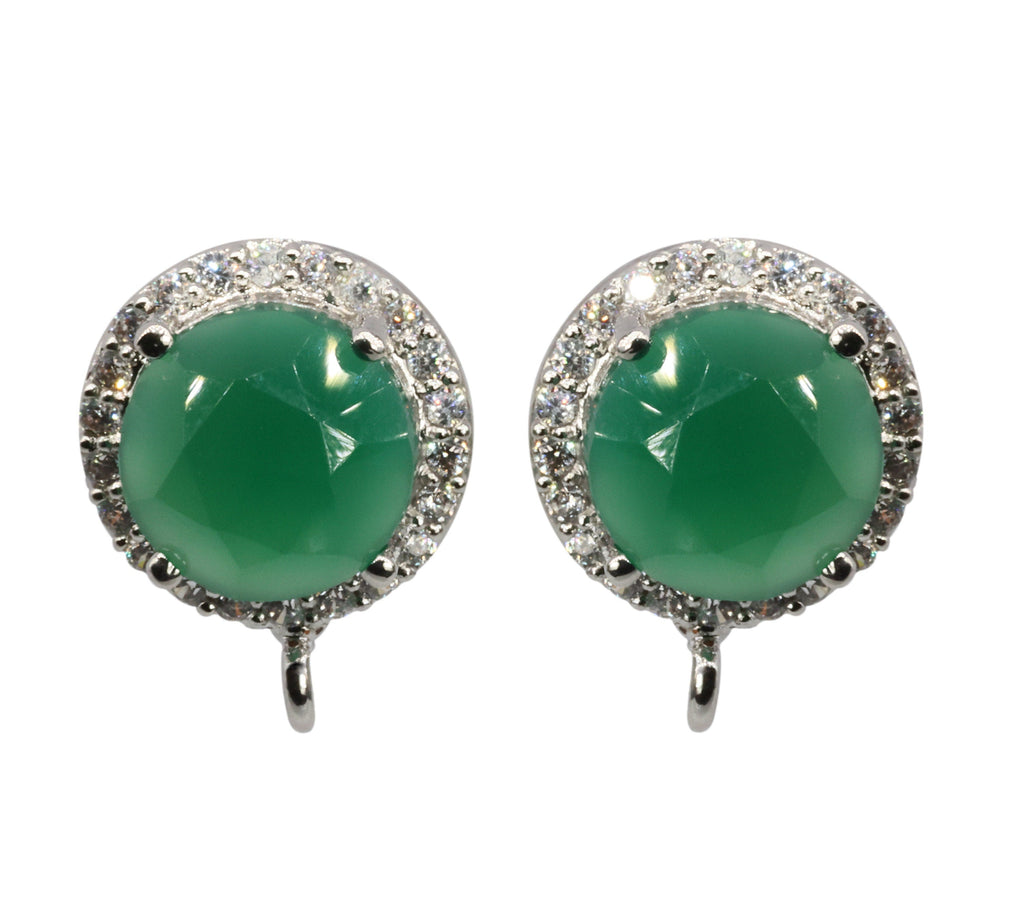 Natural Gemstone Studs Micro Pave - Meena Design