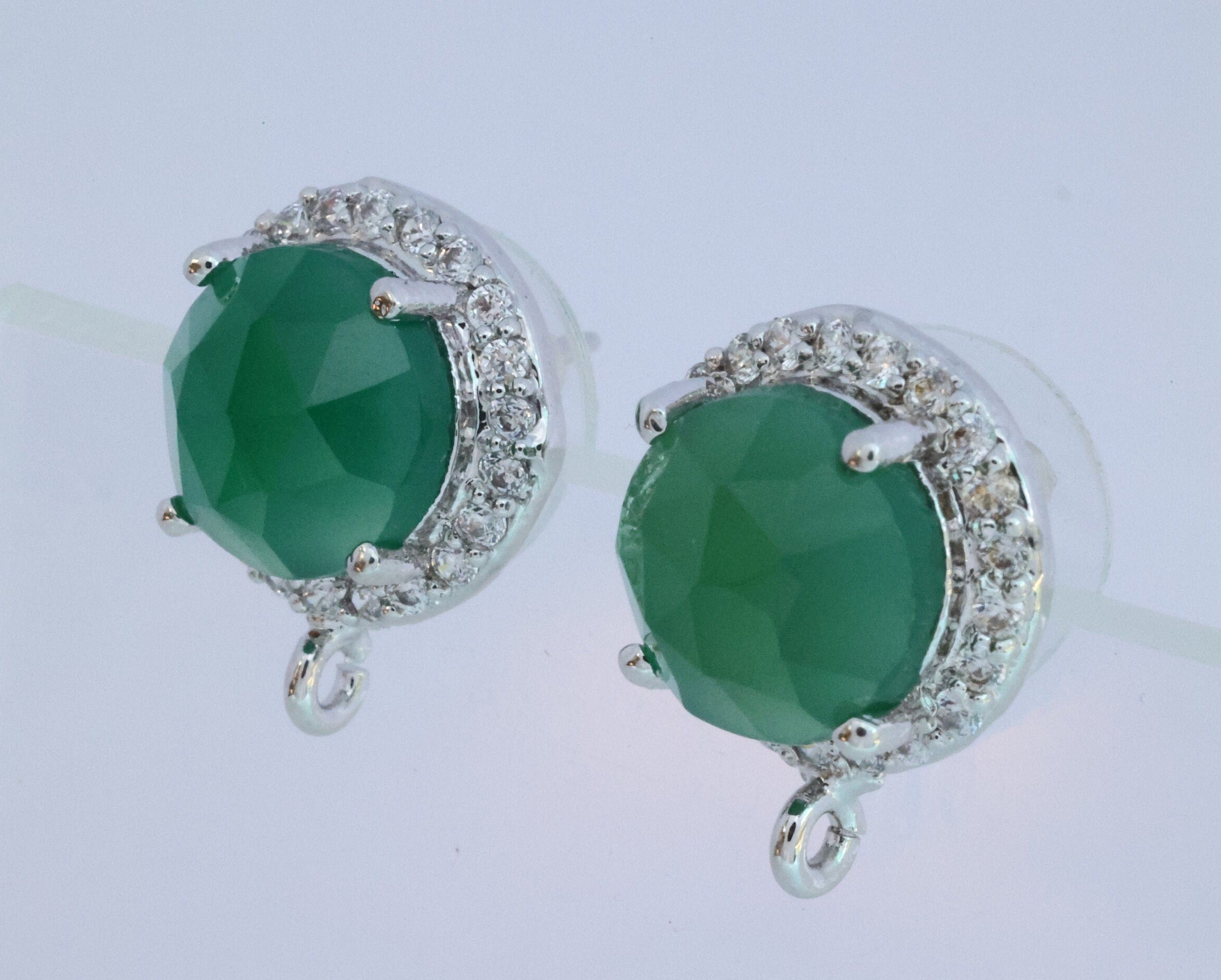 Natural Gemstone Studs Micro Pave - Meena Design