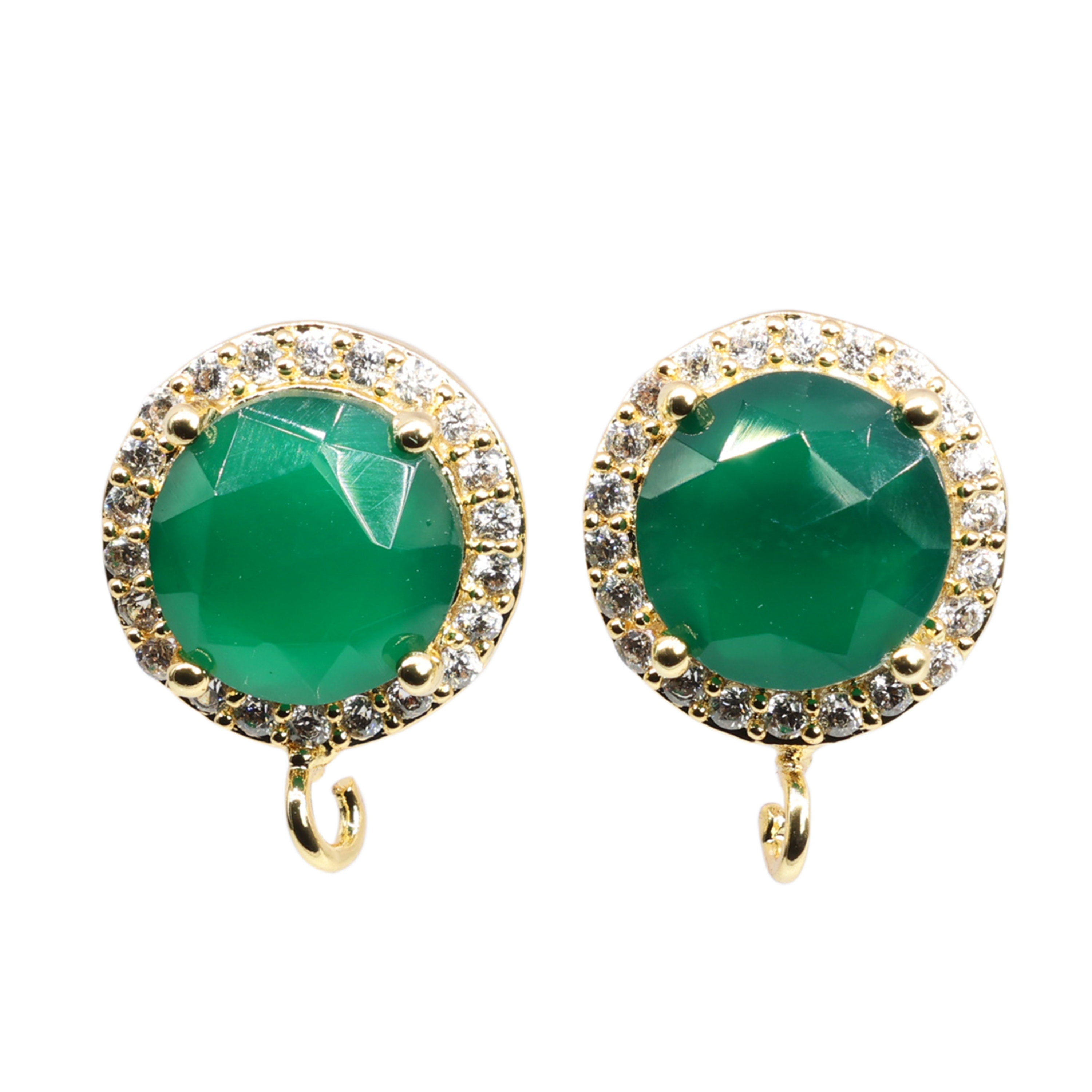 Natural Gemstone Studs Micro Pave - Meena Design