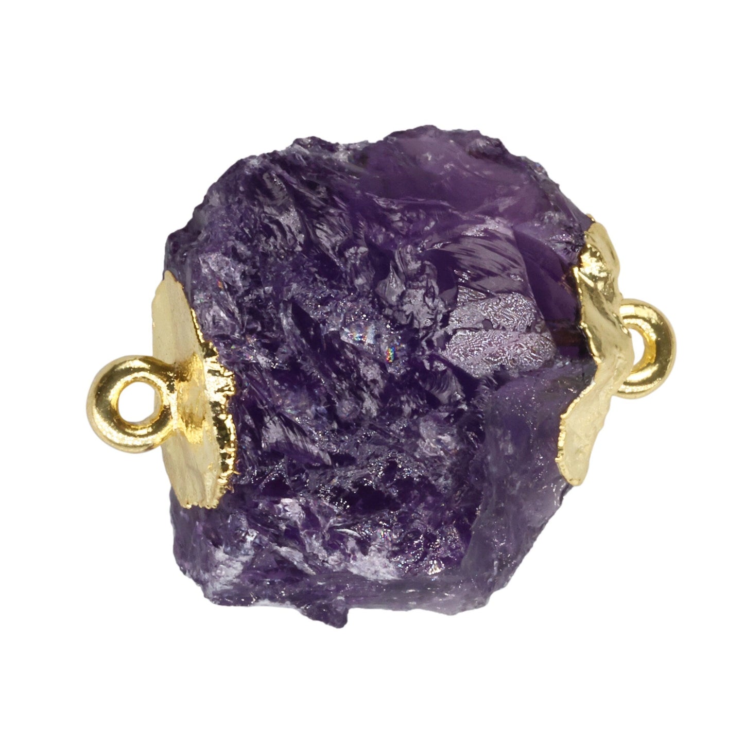 Natural Raw Gemstone Connectors Gold Pendants,16 - 18 mm, - Meena Design