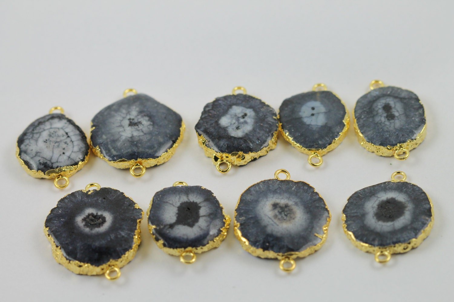 Natural Solar Quartz Gold Edged Connector - Meena Design