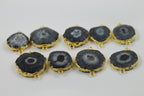 Natural Solar Quartz Gold Edged Connector - Meena Design