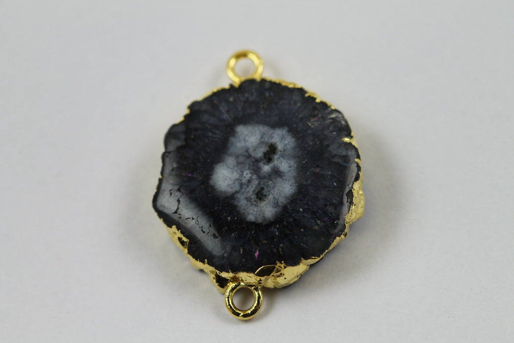 Natural Solar Quartz Gold Edged Connector - Meena Design