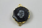 Natural Solar Quartz Gold Edged Connector - Meena Design