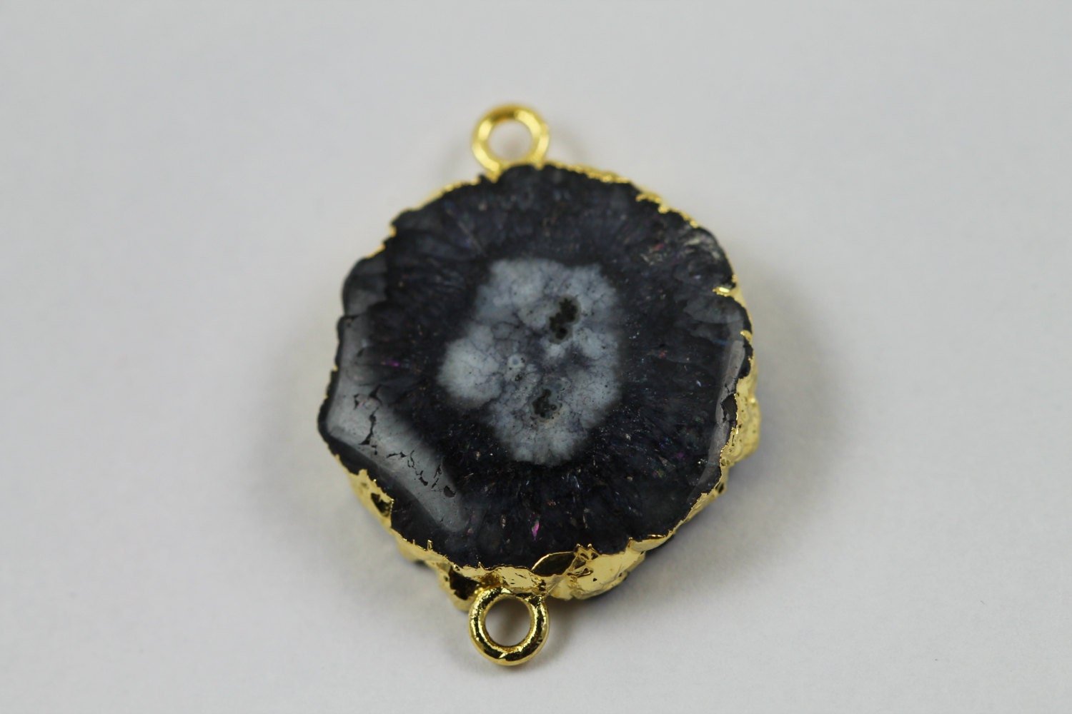 Natural Solar Quartz Gold Edged Connector - Meena Design