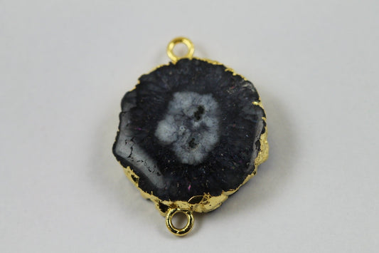 Natural Solar Quartz Gold Edged Connector - Meena Design