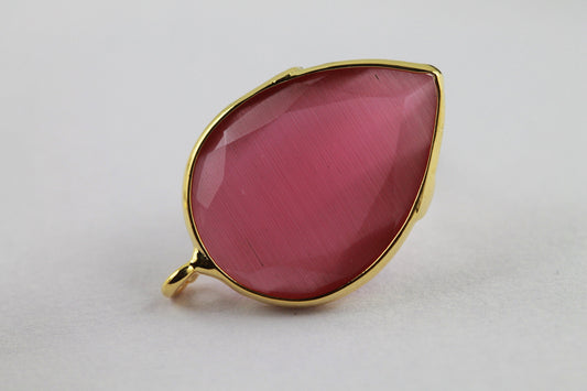 Onyx Gemstone Half Bezel Ear Post Electro Plated Earpost 15 * 20 Pear - Meena Design
