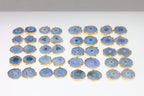 Pairs Blue Solar Quartz Gemstones For Earring 1 Bail Gold edged 20 - 30 mm 2 Side Hand Polished - Meena Design