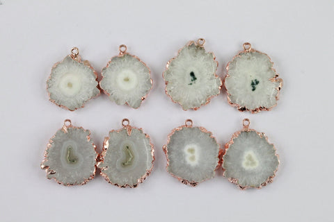 Pairs Solar Quartz Rose Gold Edged , 25 - 30 mm - Meena Design