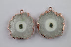 Pairs Solar Quartz Rose Gold Edged , 25 - 30 mm - Meena Design