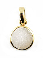 Pendants 10 mm Natural White Agate Druzy Stone Gold PLated Brass Bezel - Meena Design