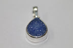 Pendants Natural Agate Druzy Gemstone 10* 14 mm Pear Silver plated on Brass - Meena Design