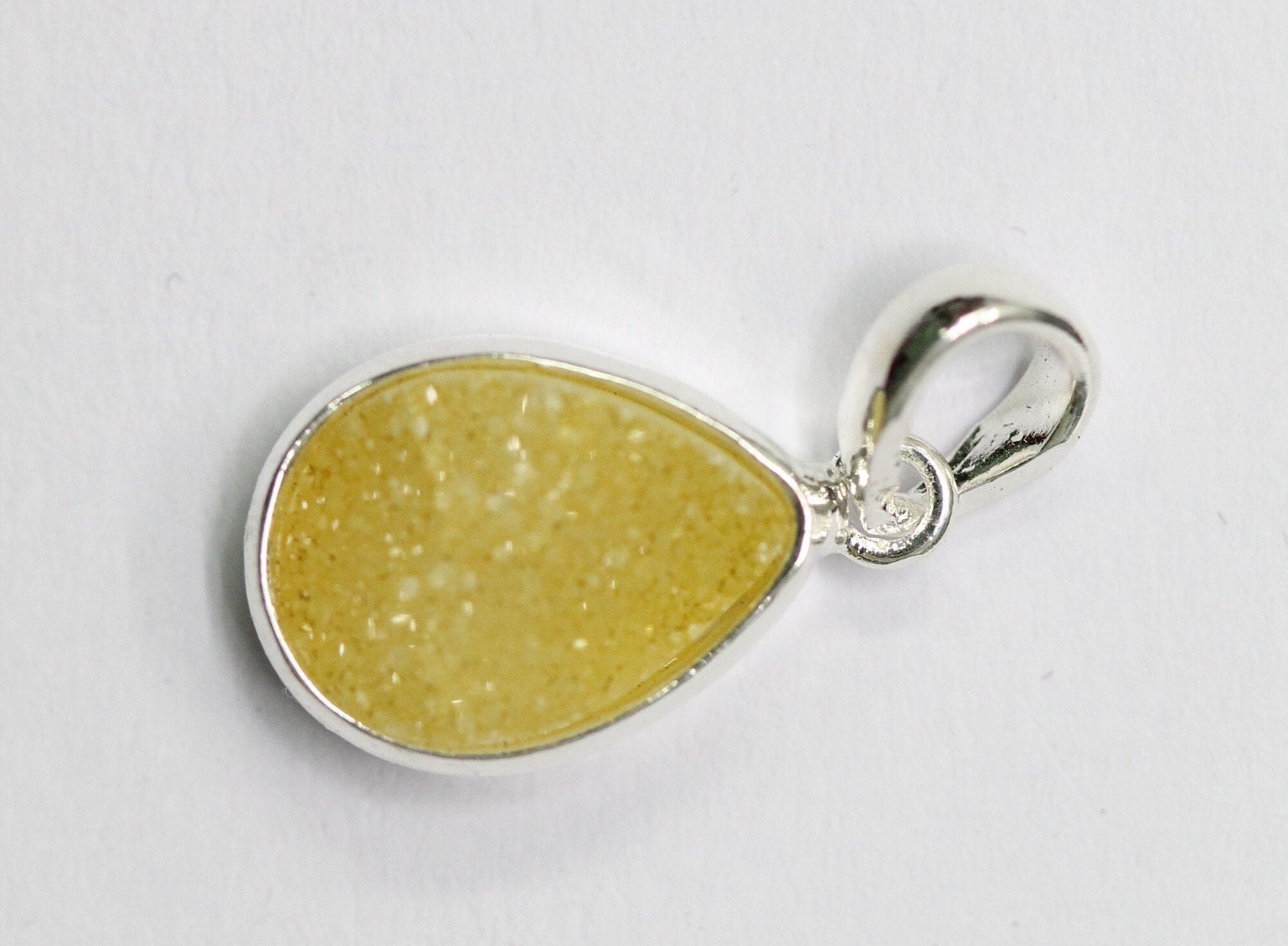 Pendants Natural Agate Druzy Gemstone 10* 14 mm Pear Silver plated on Brass - Meena Design