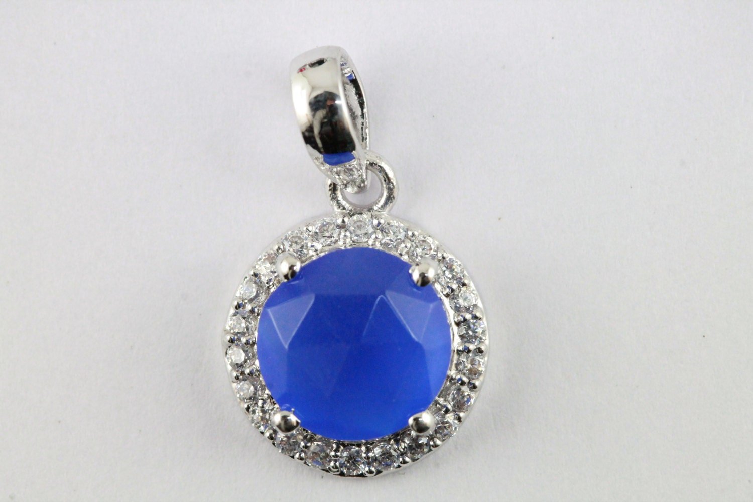 Pendants Natural Gemstone Silver Plated Brass Prong Setting and CZ - Meena Design