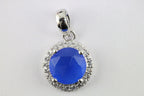 Pendants Natural Gemstone Silver Plated Brass Prong Setting and CZ - Meena Design