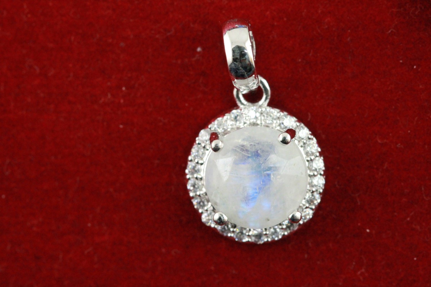 Pendants Natural Gemstone Silver Plated Brass Prong Setting and CZ - Meena Design