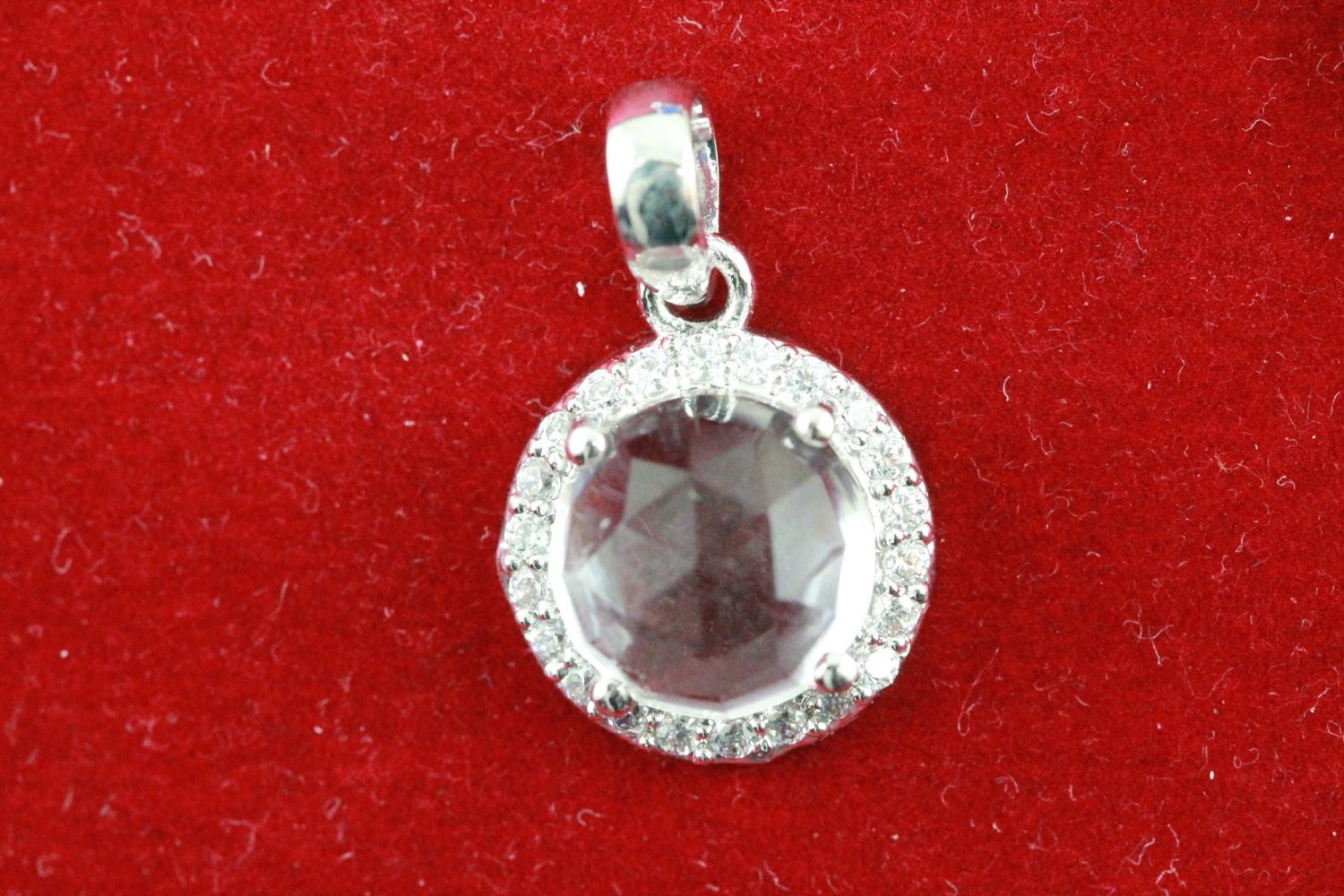 Pendants Natural Gemstone Silver Plated Brass Prong Setting and CZ - Meena Design