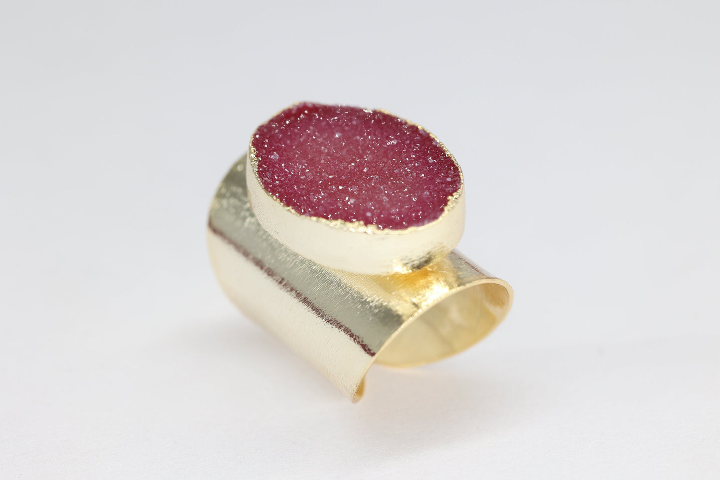 Polo Rings Oval Natural Agate Druzy - Meena Design