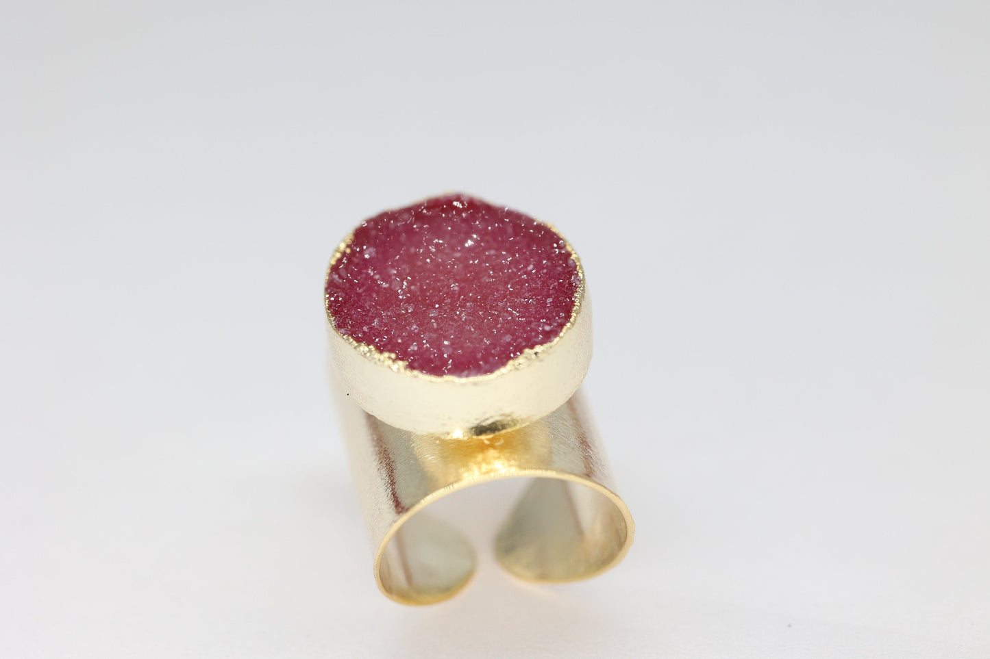 Polo Rings Oval Natural Agate Druzy - Meena Design