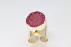 Polo Rings Oval Natural Agate Druzy - Meena Design