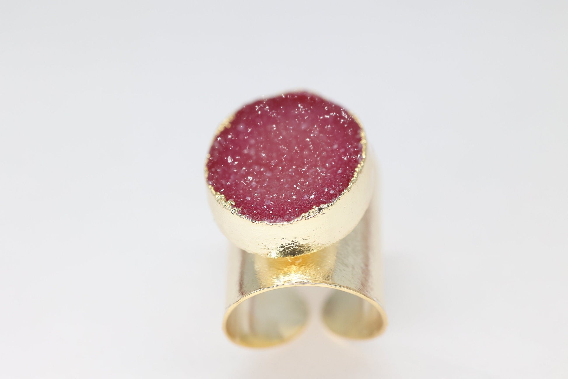 Polo Rings Oval Natural Agate Druzy - Meena Design