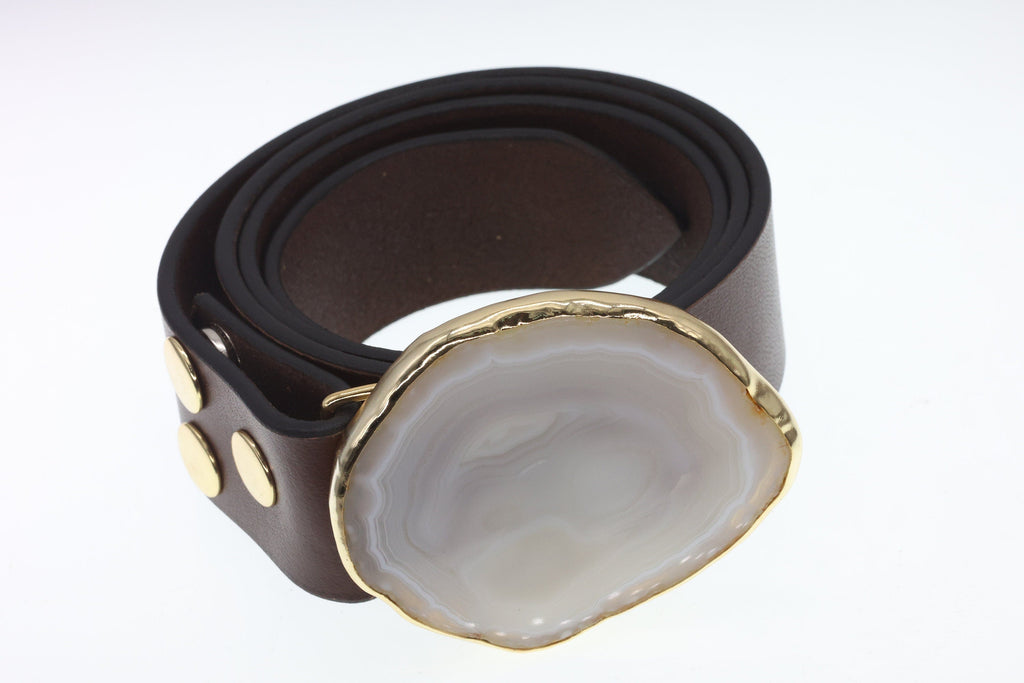 Purse Buckles Agate Natural Gemstone Gold Plated On Brass - Meena Design