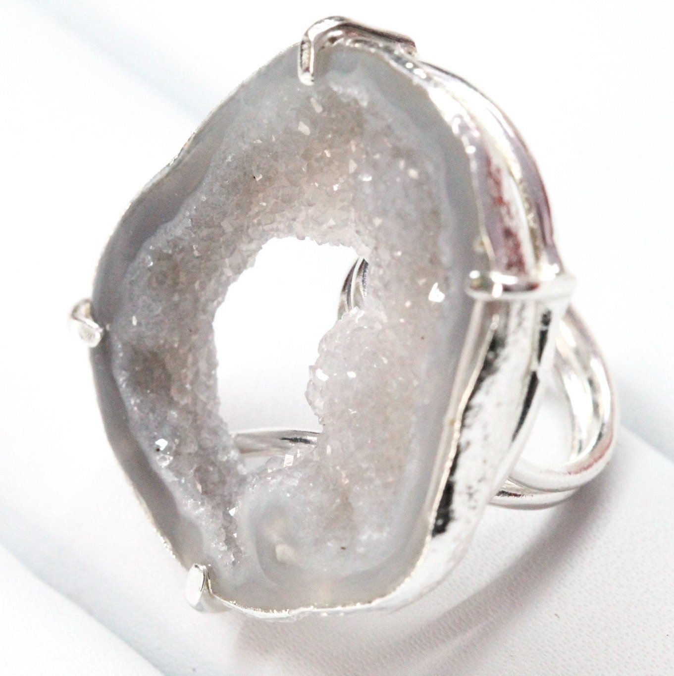 Ring Geode Slice Adjustable & Prong Set - Meena Design