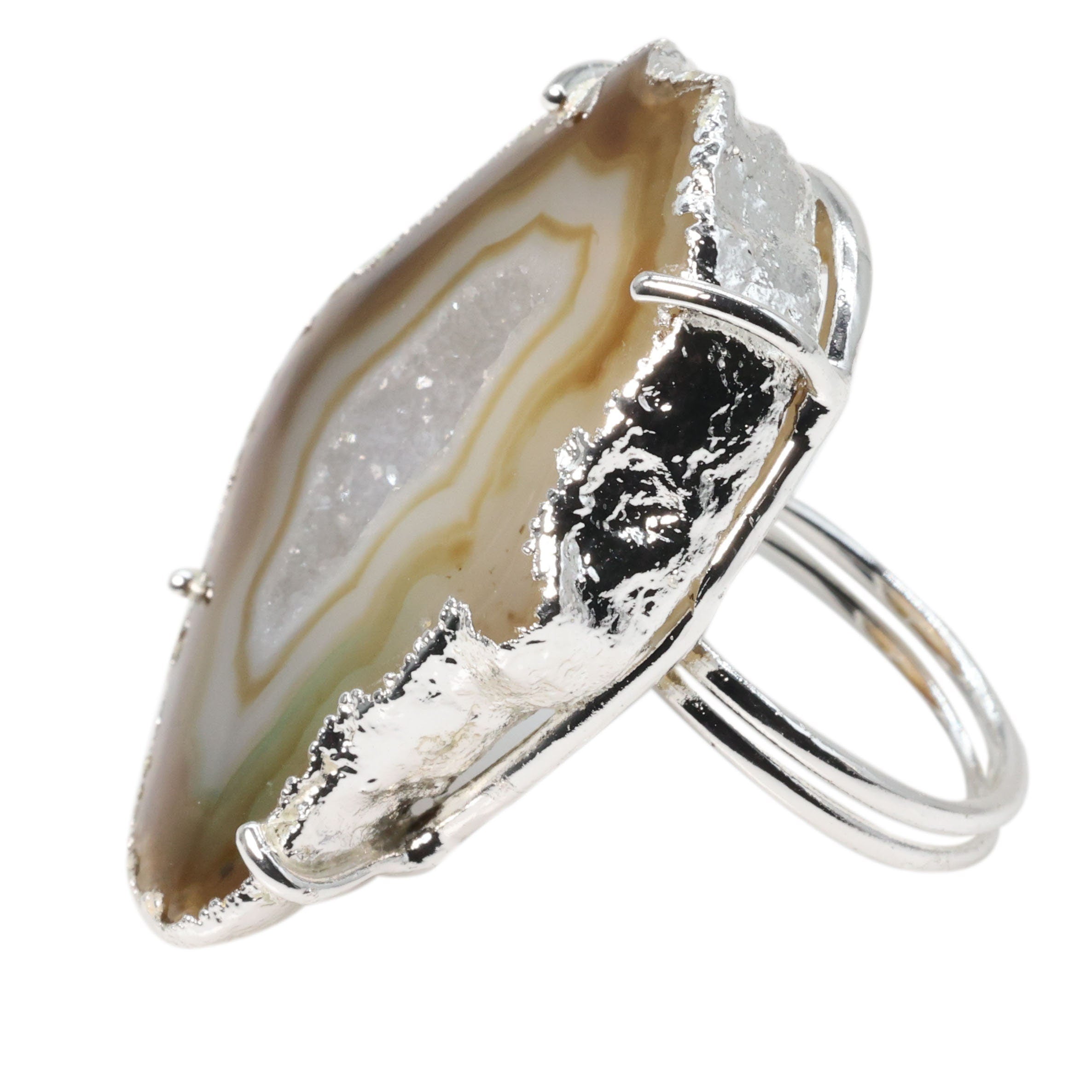 Ring Geode Slice Adjustable & Prong Set - Meena Design