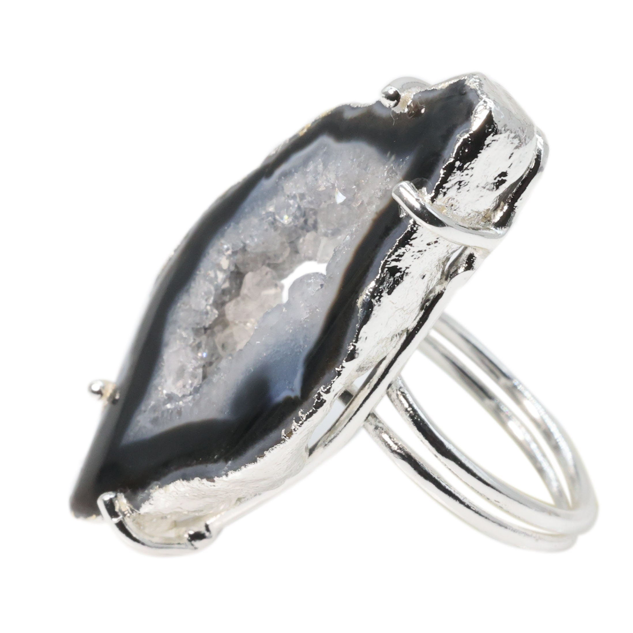 Ring Geode Slice Adjustable & Prong Set - Meena Design