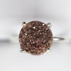 Rings Druzy Titanium Natural Gemstone silver 925, 10 mm Round - Meena Design