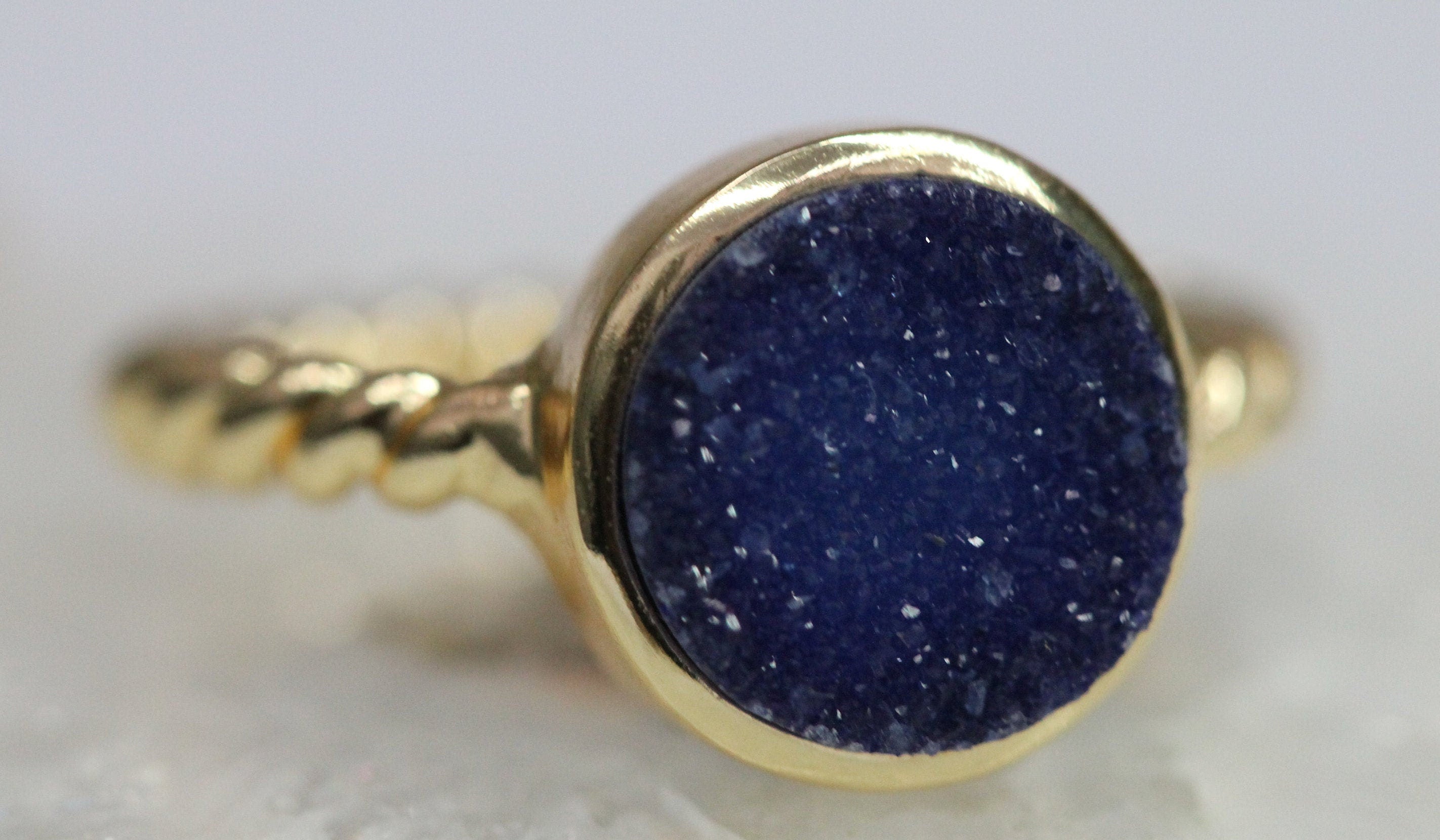 Rings gold druzy ring 10 mm round natural round druzy gemstone - Meena Design