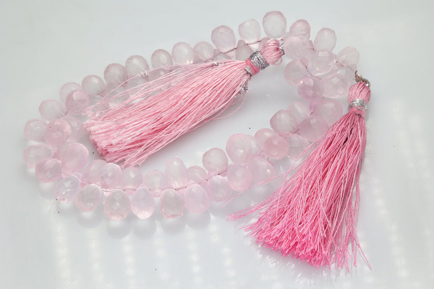 Rose Quartz Tear Drop Faceted Beads - Meena Design