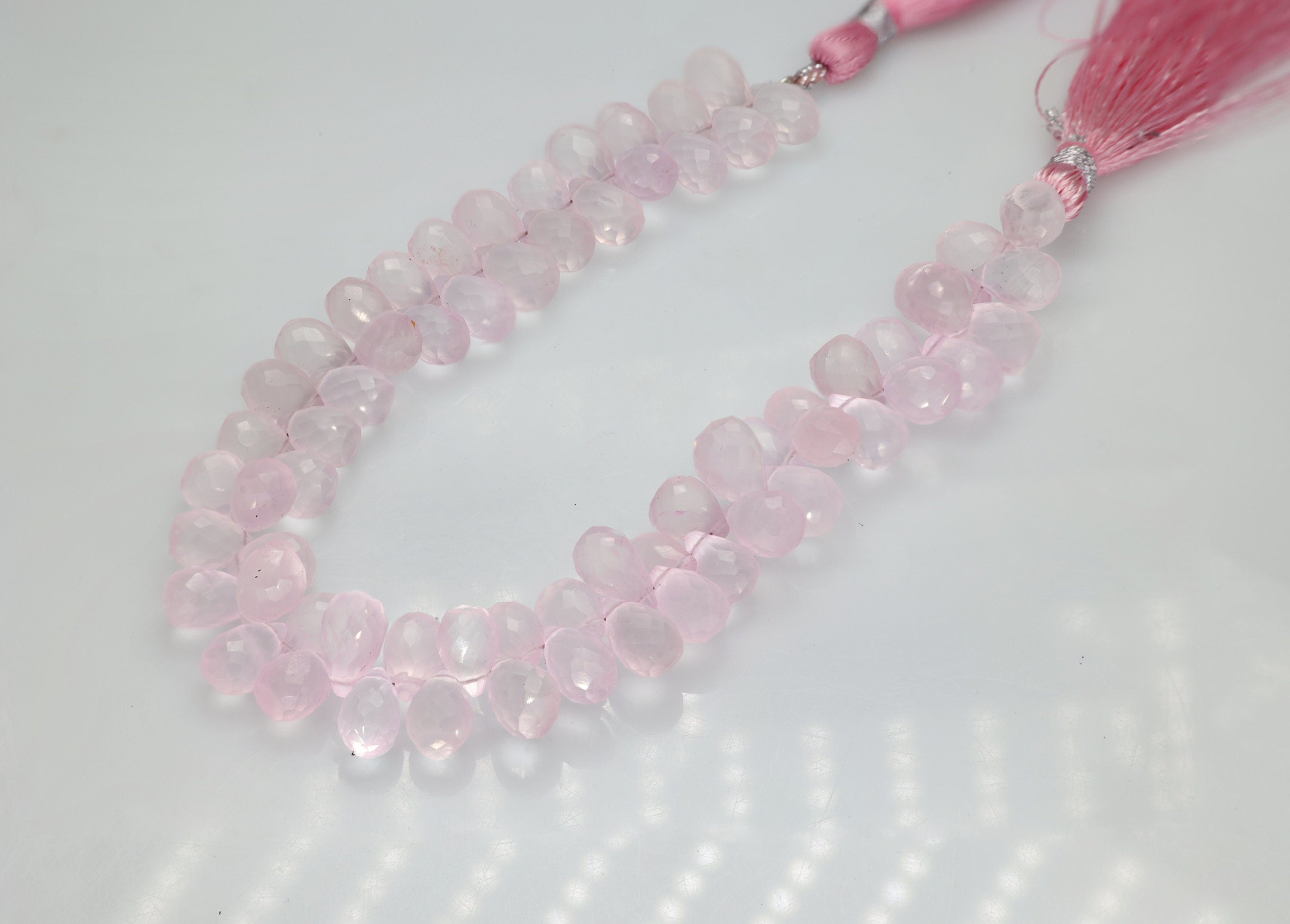 Rose Quartz Tear Drop Faceted Beads - Meena Design