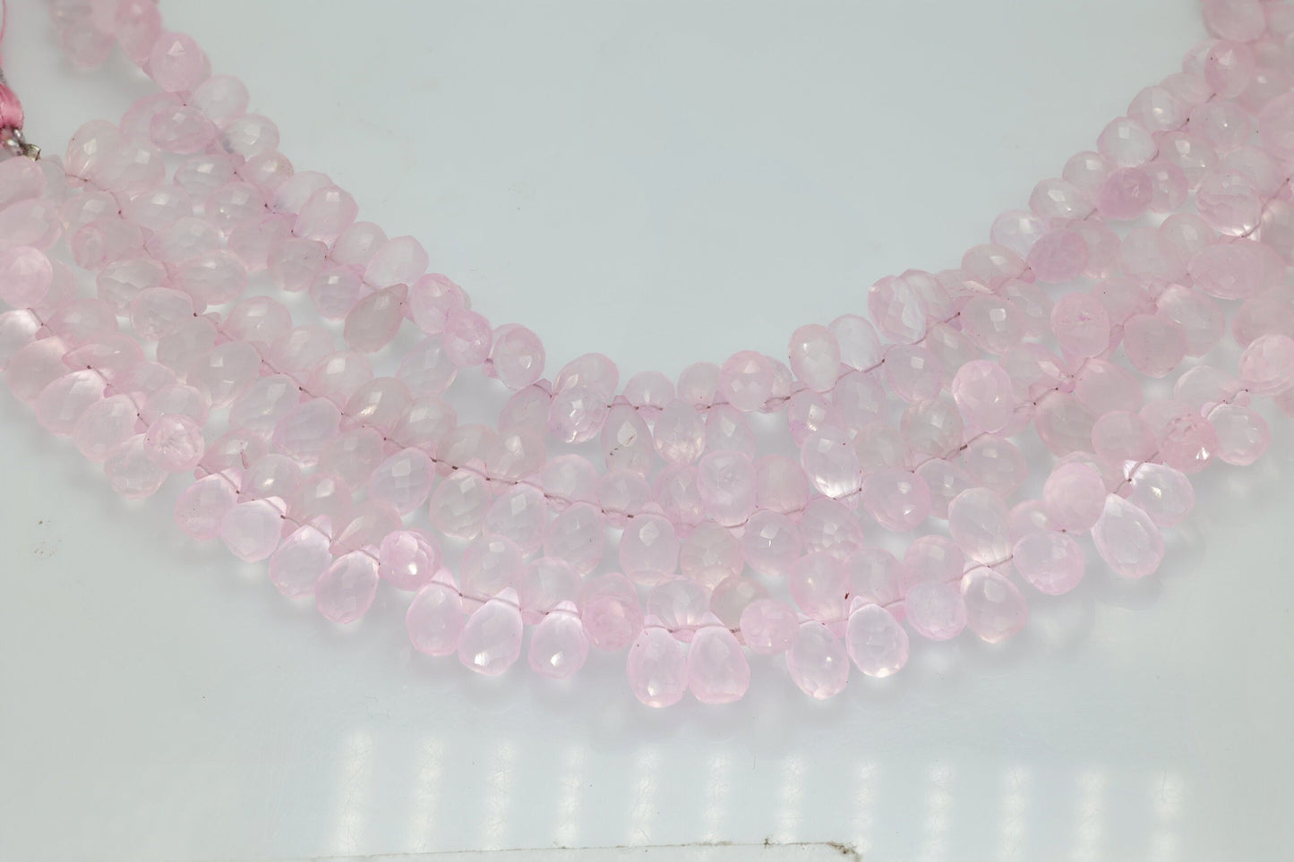 Rose Quartz Tear Drop Faceted Beads - Meena Design