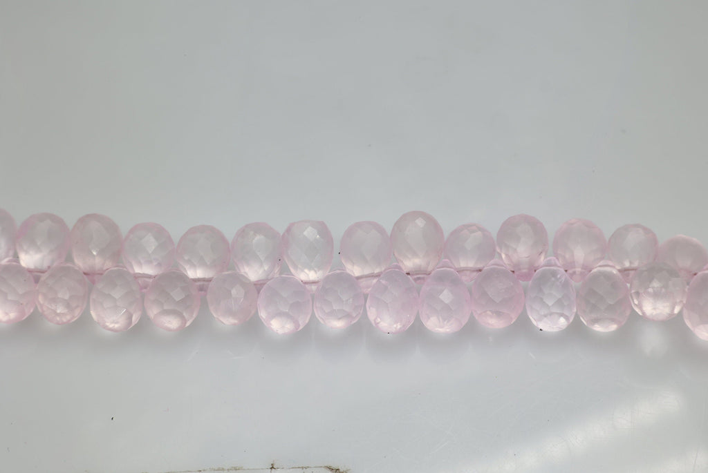 Rose Quartz Tear Drop Faceted Beads - Meena Design
