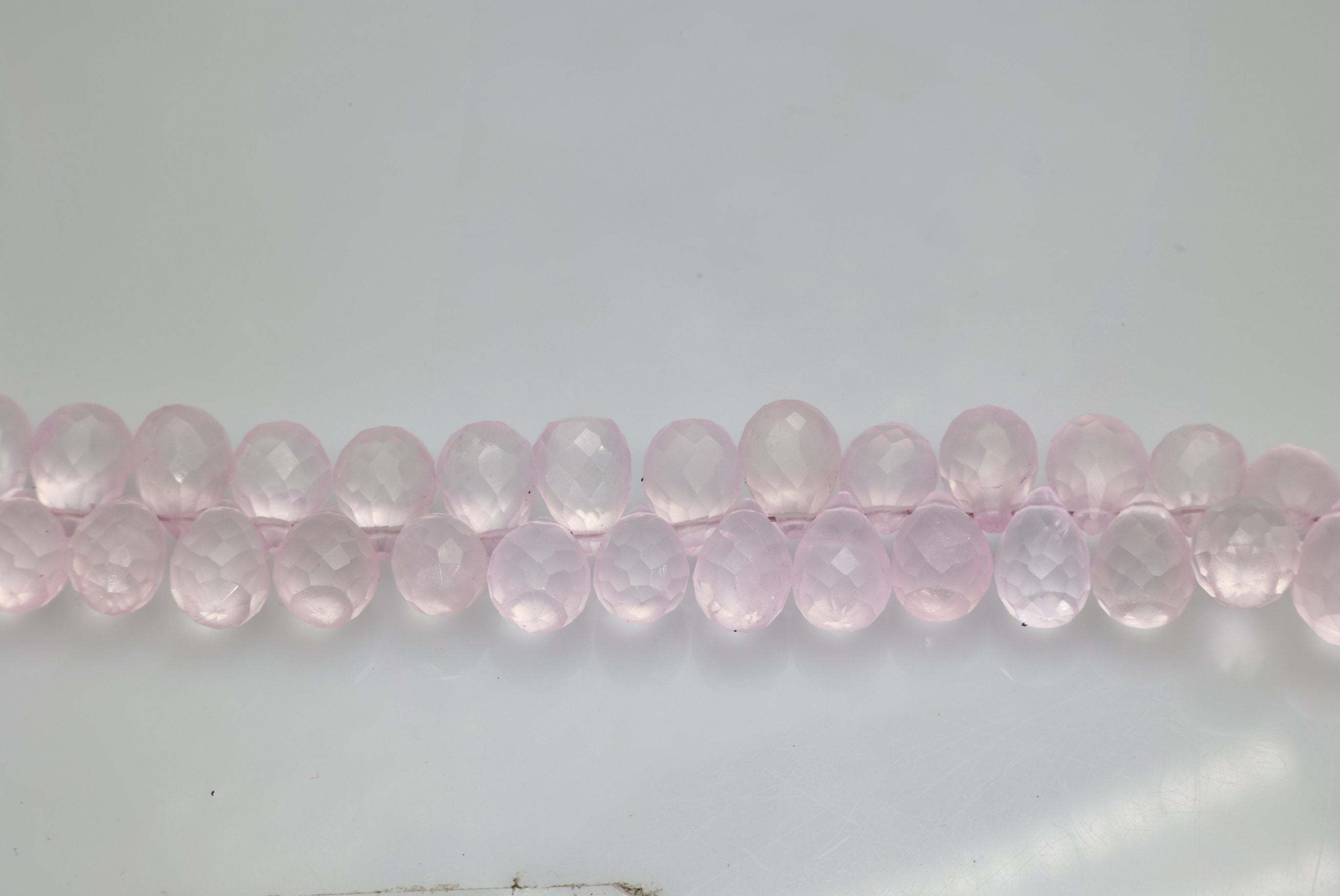 Rose Quartz Tear Drop Faceted Beads - Meena Design