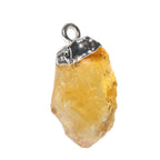Rough Gemstone Necklace Pendant, 12X8mm Gold Plated Organic Free Form Necklace, Electroplated Birthstone Charm Jewelry - Meena Design